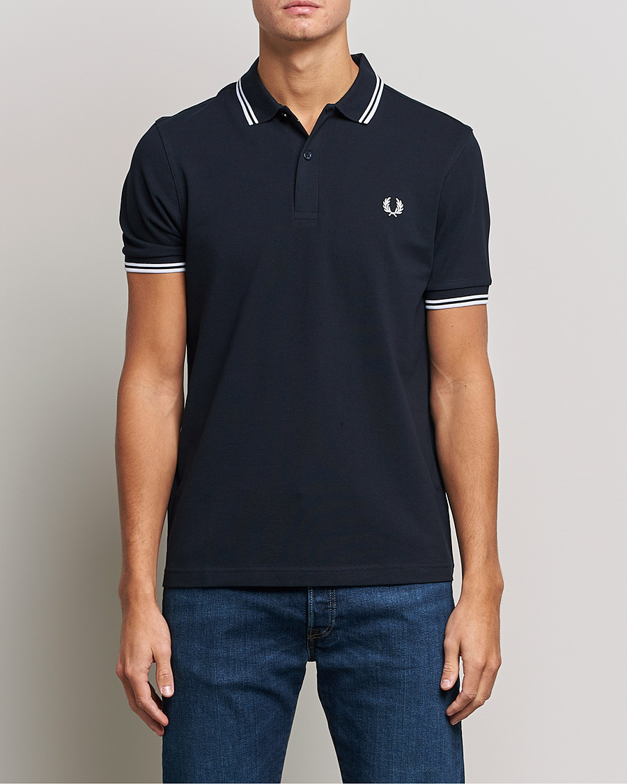 Herre | Kortærmede polotrøjer | Fred Perry | Twin Tipped Polo Shirt Navy/White