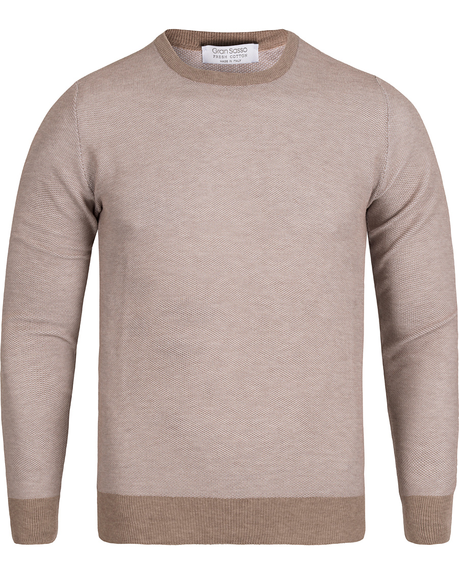 Herre | Trøjer | Gran Sasso | Fresh Cotton Structure Crew Neck Beige