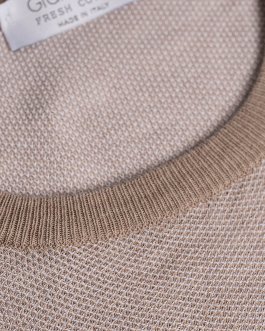 Herre | Trøjer | Gran Sasso | Fresh Cotton Structure Crew Neck Beige
