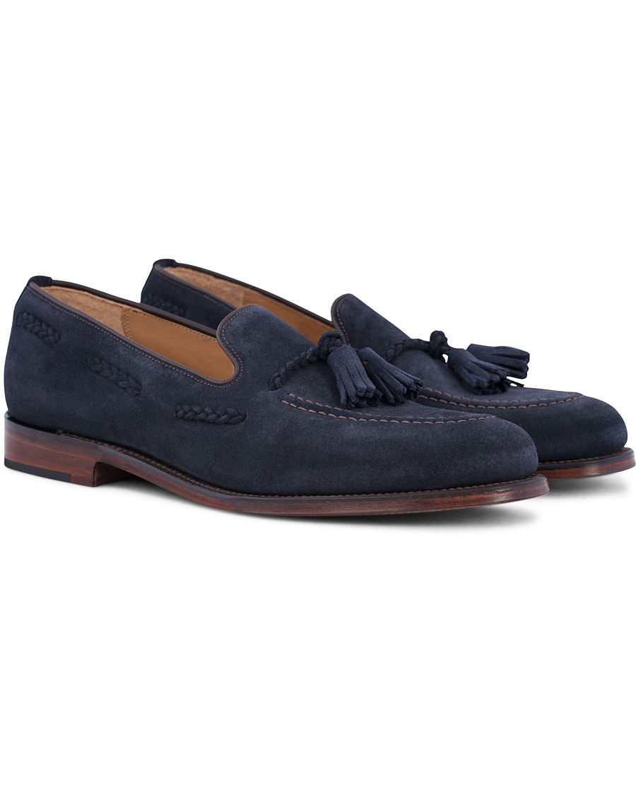 Herre | Loake 1880 MTO Temple Loafer Navy Suede | Loake 1880 | MTO Temple Loafer Navy Suede