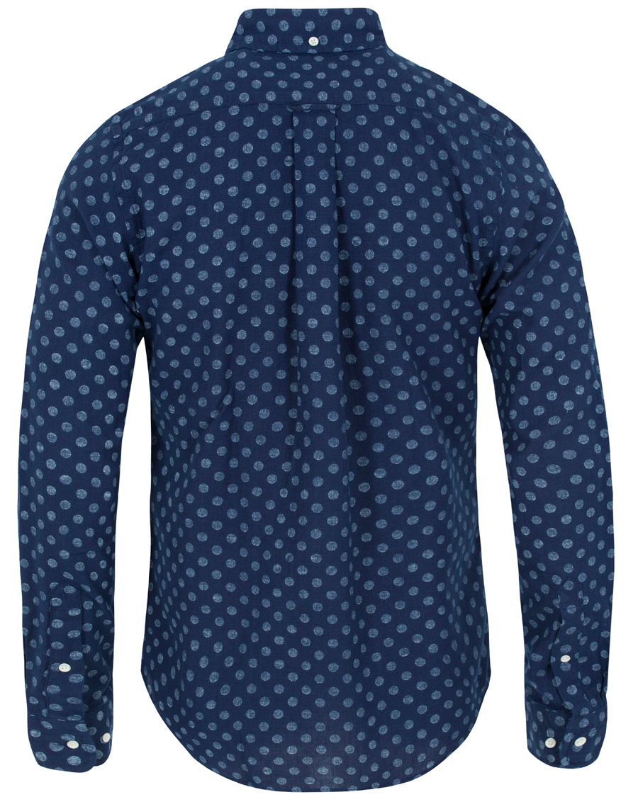 Herre | Skjorter | GANT Rugger | Oxford Polka Dot Hugger Fit Shirt Dark Indigo