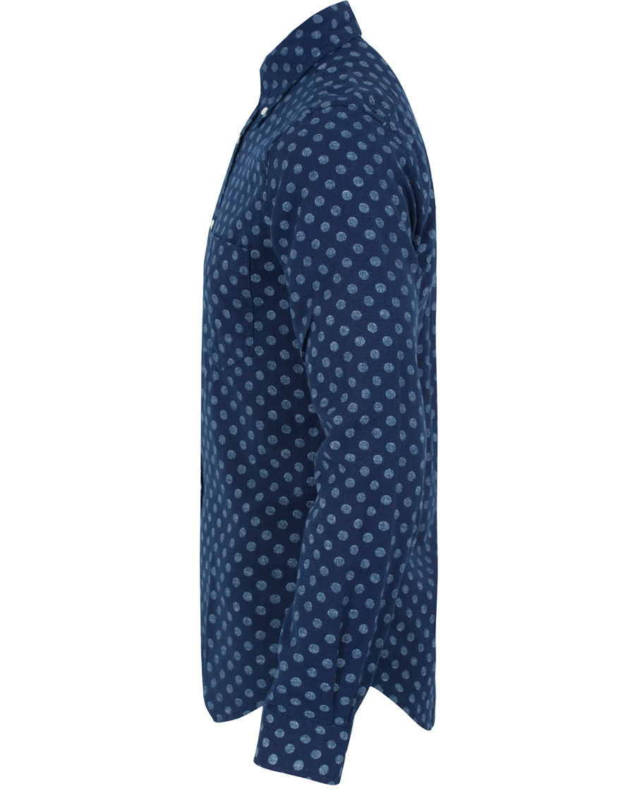 Herre | Skjorter | GANT Rugger | Oxford Polka Dot Hugger Fit Shirt Dark Indigo