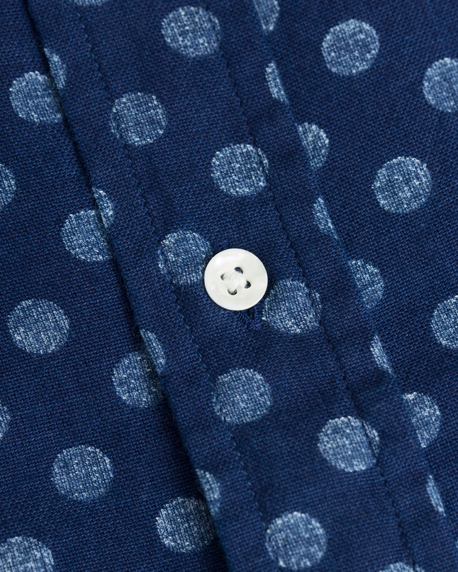 Herre | Skjorter | GANT Rugger | Oxford Polka Dot Hugger Fit Shirt Dark Indigo