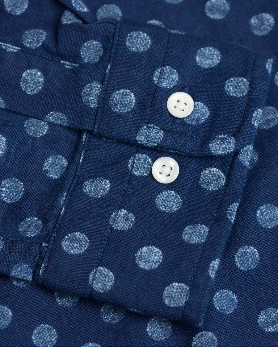 Herre | Skjorter | GANT Rugger | Oxford Polka Dot Hugger Fit Shirt Dark Indigo