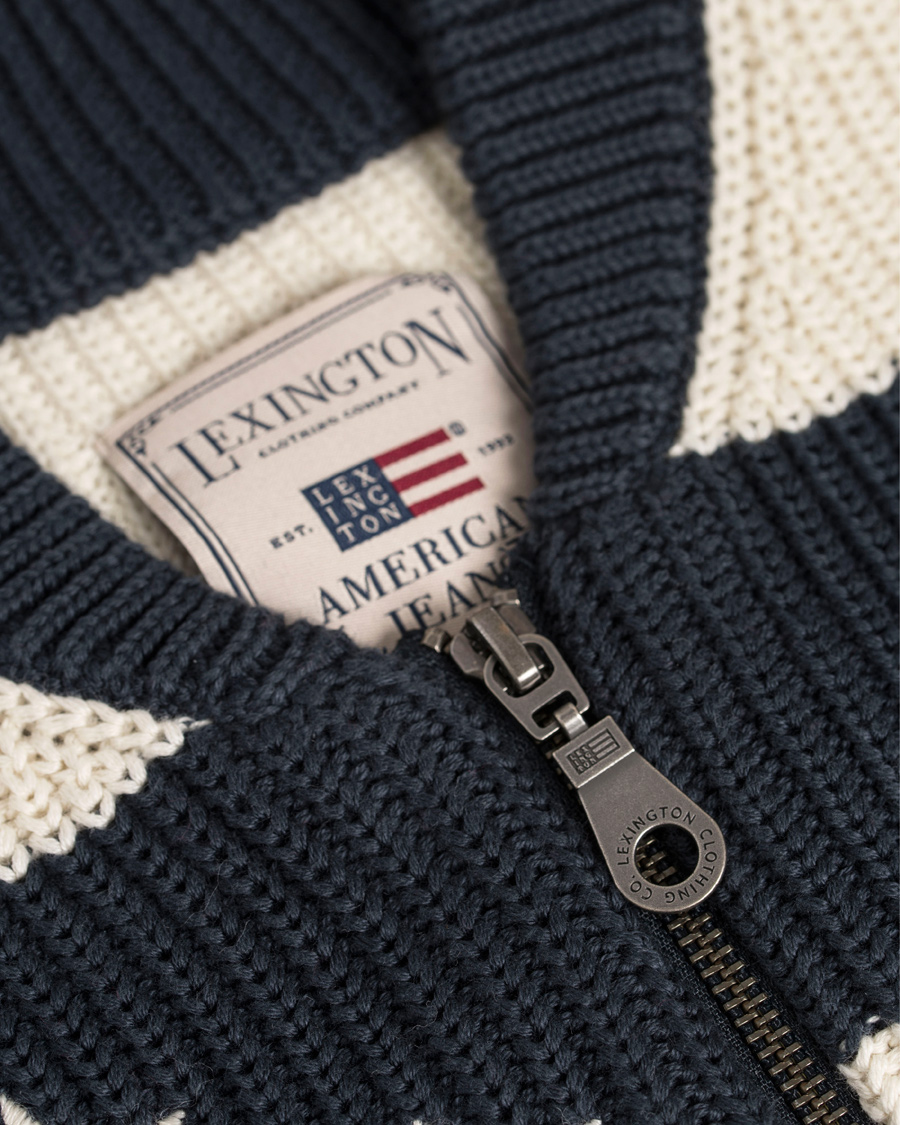 Herre | Trøjer | Lexington | Jaidon Zip Through Sweater Blue/Red/White Stripe