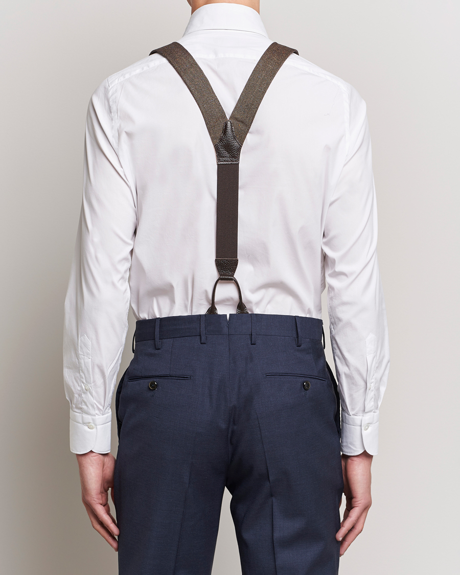 Herre | Albert Thurston Donegal Tweed Braces 40mm Dark Brown | Albert Thurston | Donegal Tweed Braces 40mm Dark Brown
