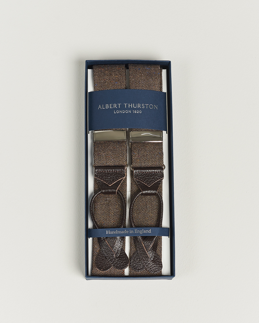 Herre | Albert Thurston Donegal Tweed Braces 40mm Dark Brown | Albert Thurston | Donegal Tweed Braces 40mm Dark Brown