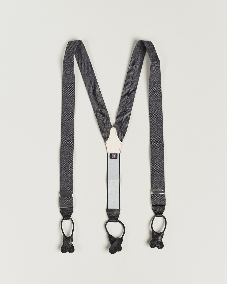 Herre | Albert Thurston Donegal Tweed Braces 40mm Dark Grey | Albert Thurston | Donegal Tweed Braces 40mm Dark Grey