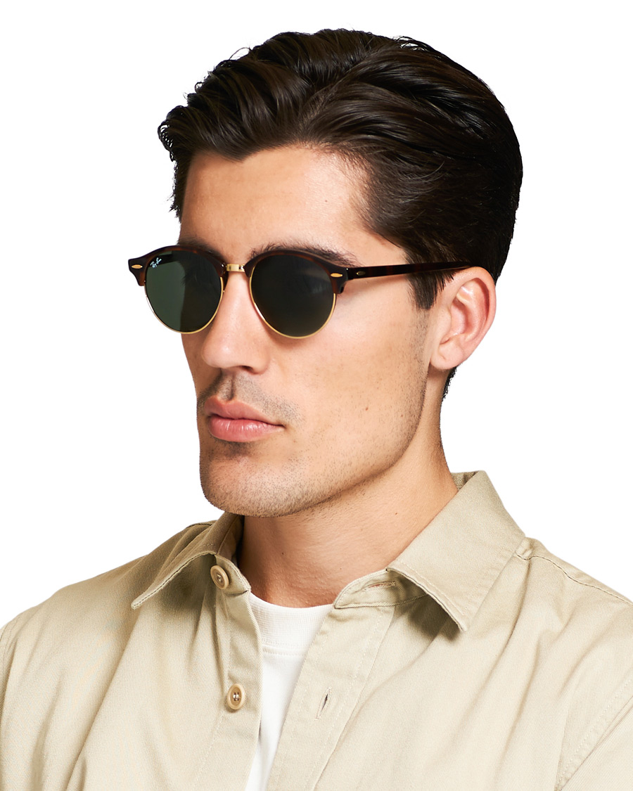 Herre | Ray-Ban 0RB4246 Clubround Sunglasses Red Havana/Green | Ray-Ban | 0RB4246 Clubround Sunglasses Red Havana/Green