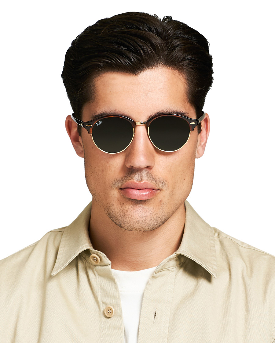 Herre | Ray-Ban 0RB4246 Clubround Sunglasses Red Havana/Green | Ray-Ban | 0RB4246 Clubround Sunglasses Red Havana/Green