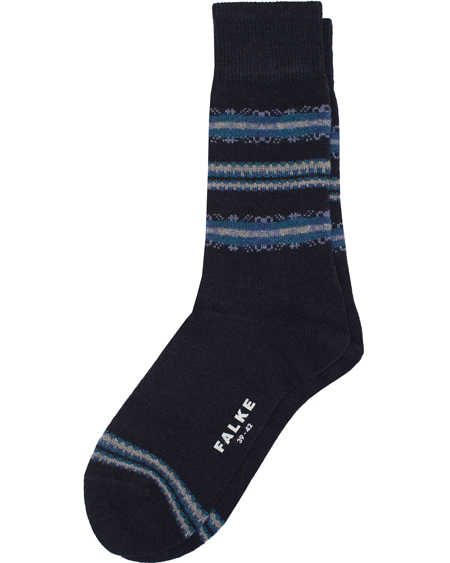 Herre | Undertøj | Falke | Lhasa Cashmere Stripe Socks Navy