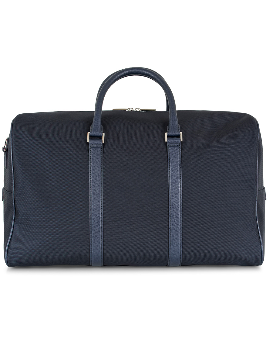Herre | BOSS Signature Holdall Weekendbag Blue Canvas | BOSS BLACK | BOSS Signature Holdall Weekendbag Blue Canvas