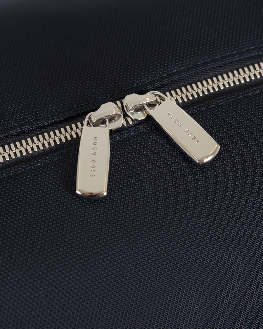 Herre | BOSS Signature Holdall Weekendbag Blue Canvas | BOSS BLACK | BOSS Signature Holdall Weekendbag Blue Canvas