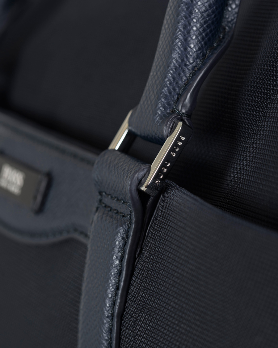 Herre | BOSS Signature Holdall Weekendbag Blue Canvas | BOSS BLACK | BOSS Signature Holdall Weekendbag Blue Canvas
