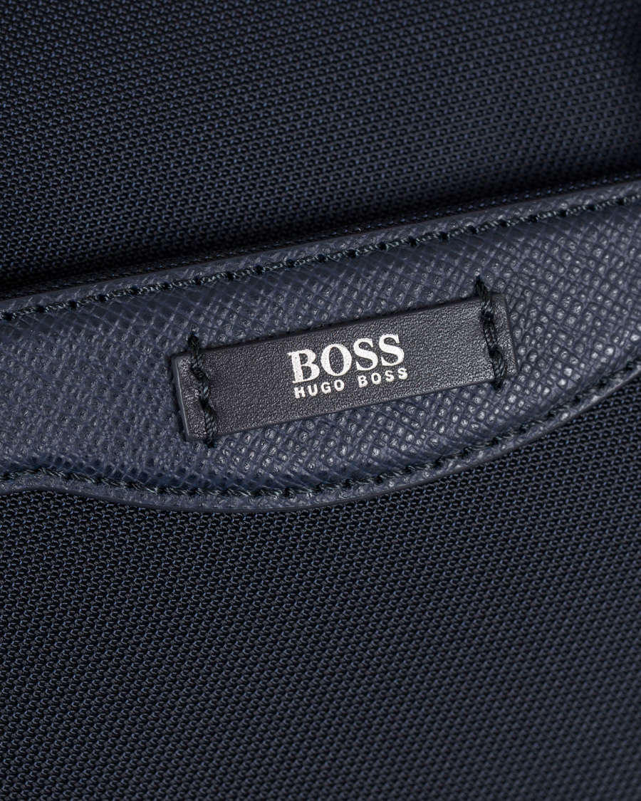 Herre | BOSS Signature Holdall Weekendbag Blue Canvas | BOSS BLACK | BOSS Signature Holdall Weekendbag Blue Canvas