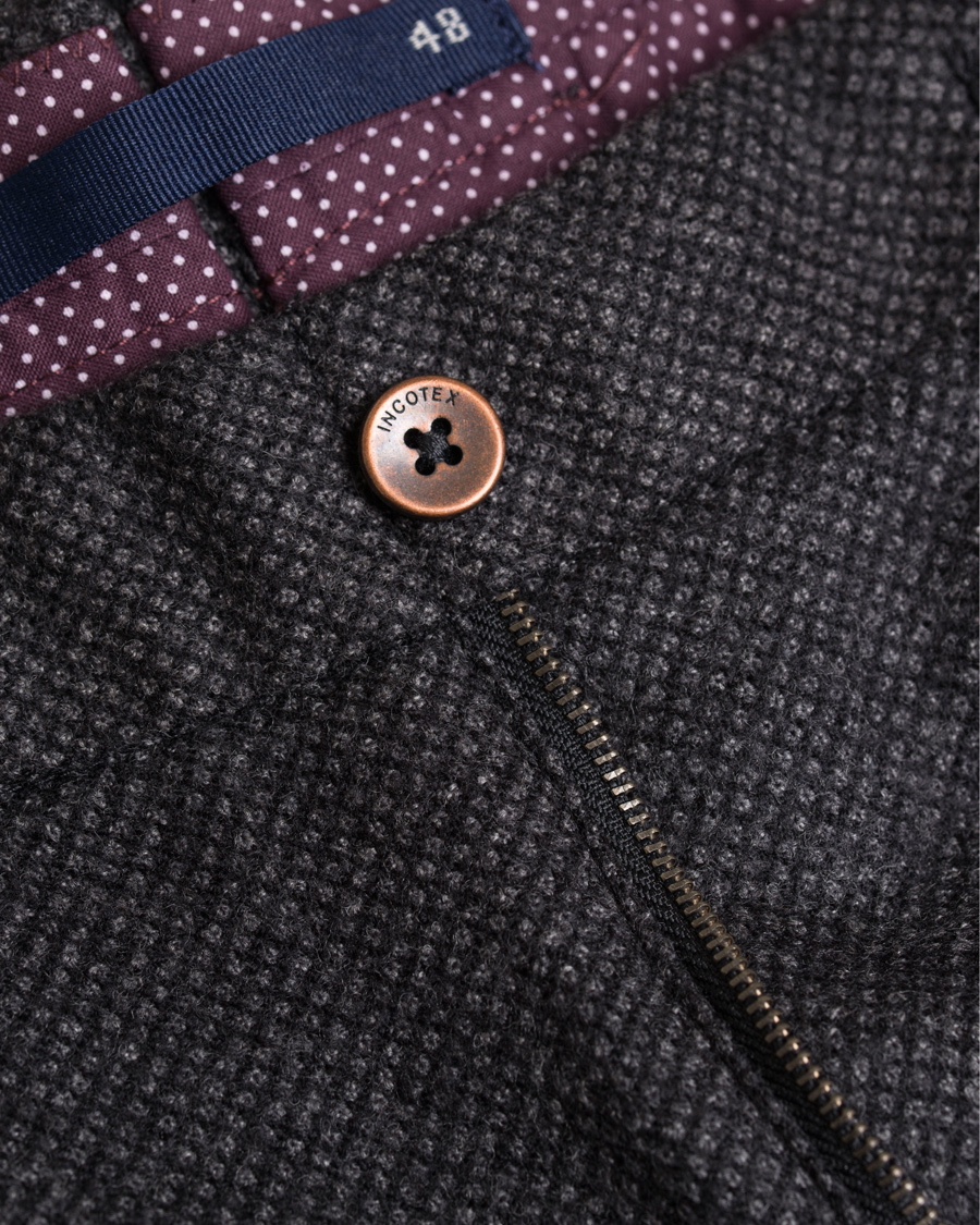 Herre | Bukser | Incotex | Slim Tapered Wool Trousers Dark Grey