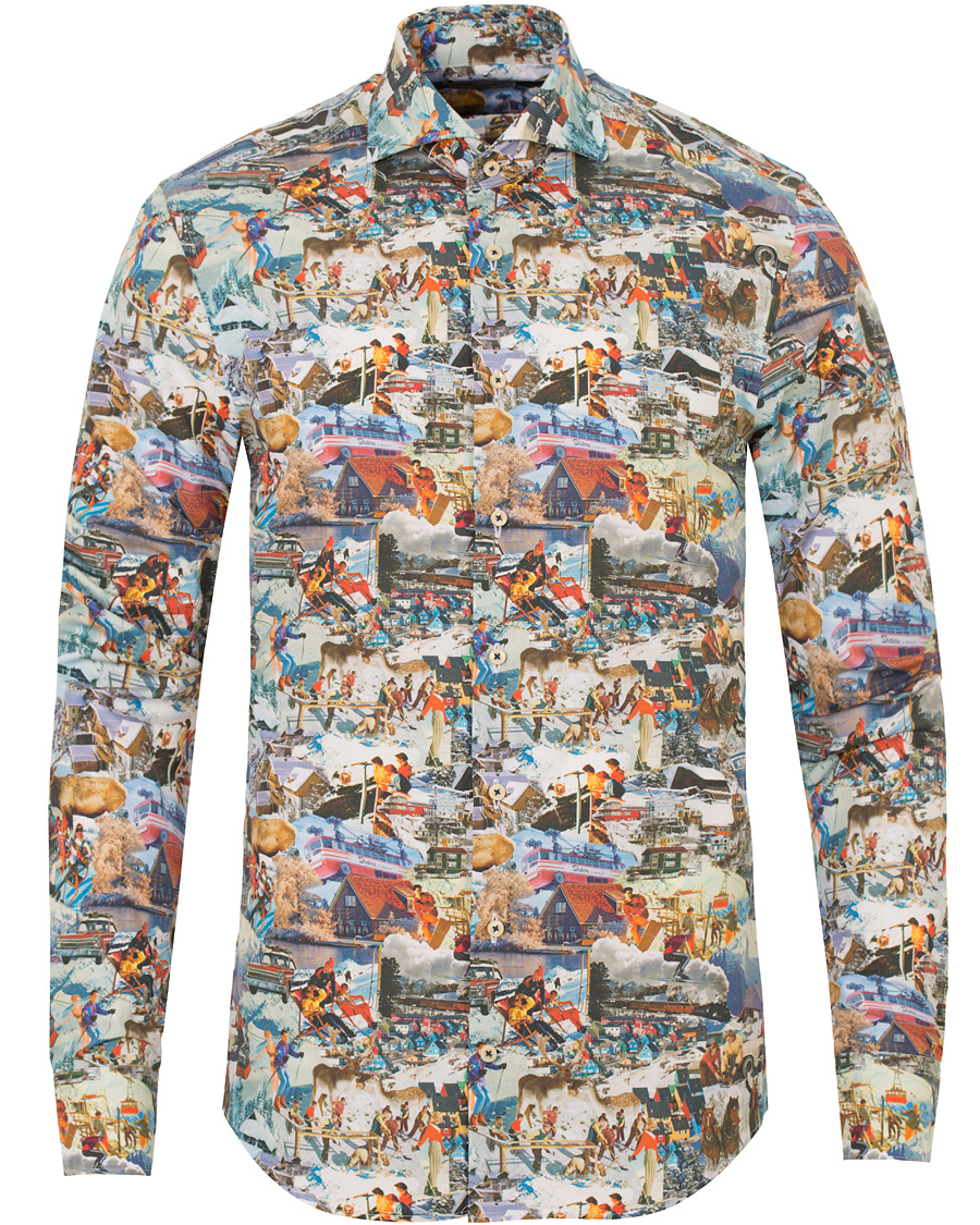 Herre | Skjorter | Stenströms | Slimline Ski Print Shirt Multi