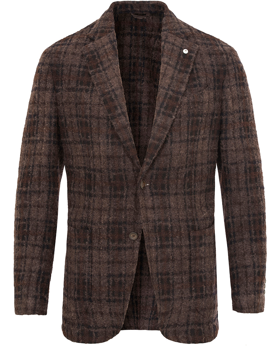 Herre | Blazere & jakker | L.B.M. 1911 | Jack Regular Wool Bouclé Check Blazer Dark Brown