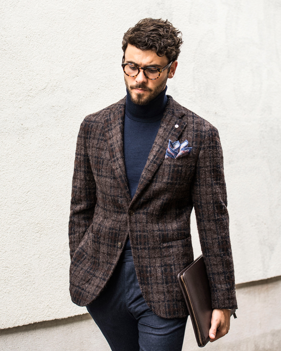 Herre | Blazere & jakker | L.B.M. 1911 | Jack Regular Wool Bouclé Check Blazer Dark Brown