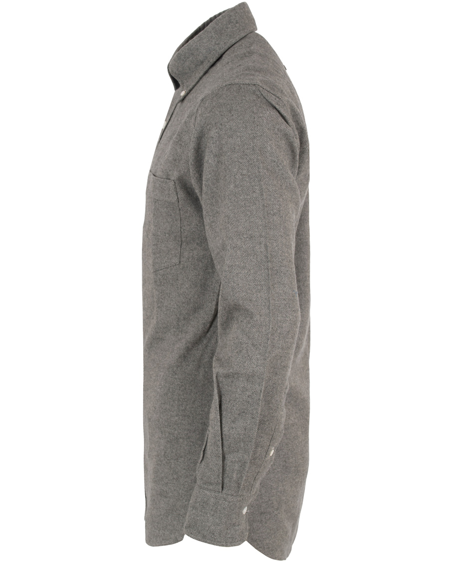 Herre | Skjorter | Drake's | Regular Fit Flannel BD Shirt Grey