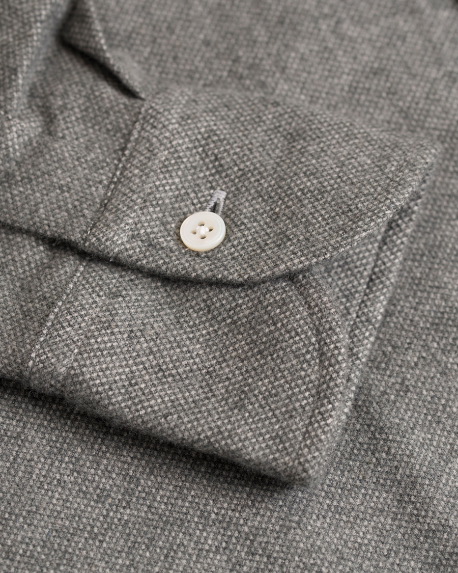Herre | Skjorter | Drake's | Regular Fit Flannel BD Shirt Grey