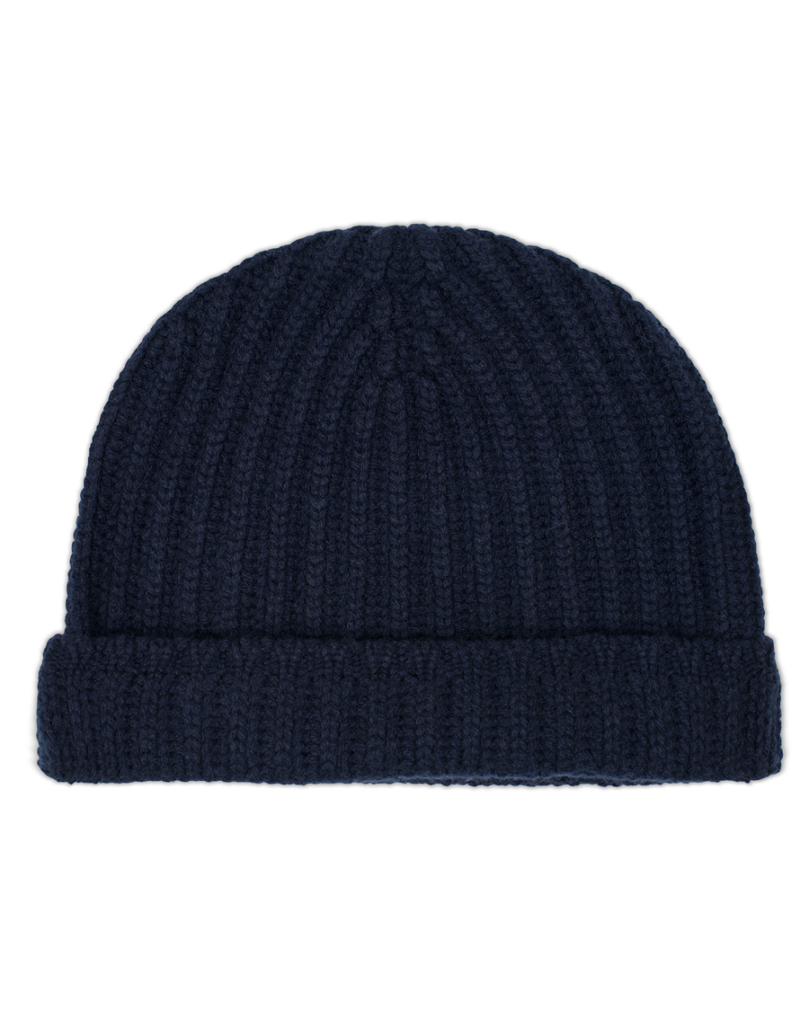Herre | Drake's Ribbed Knit Solid Cashmere Hat Navy | Drake's | Ribbed Knit Solid Cashmere Hat Navy