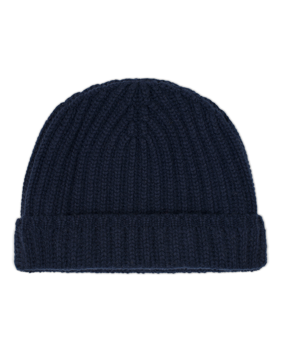 Herre | Drake's Ribbed Knit Solid Cashmere Hat Navy | Drake's | Ribbed Knit Solid Cashmere Hat Navy
