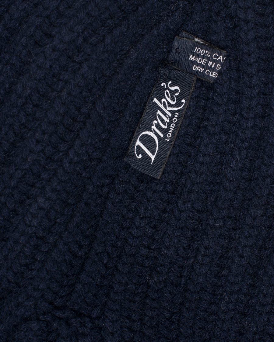 Herre | Drake's Ribbed Knit Solid Cashmere Hat Navy | Drake's | Ribbed Knit Solid Cashmere Hat Navy