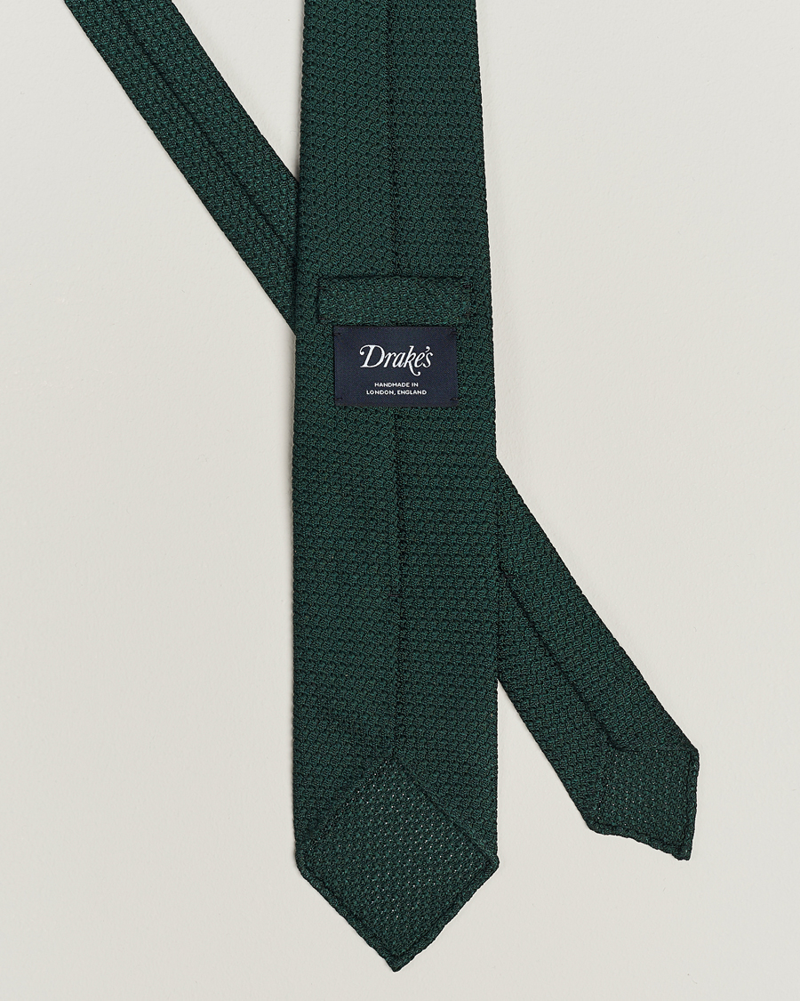 Herre | Slips | Drake's | Silk Grenadine Handrolled 8 cm Tie Green