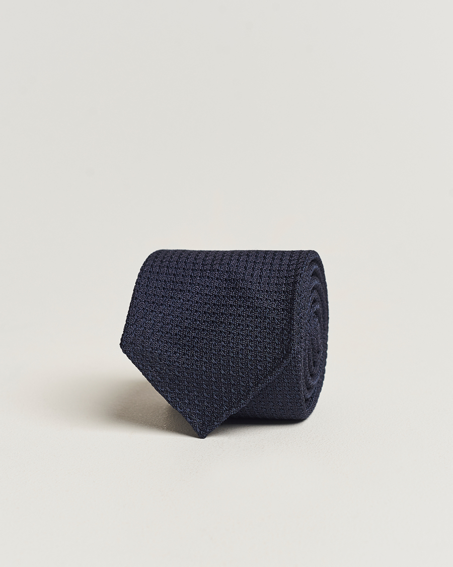 Herre |  | Drake\'s | Silk Grenadine Handrolled 8 cm Tie Navy