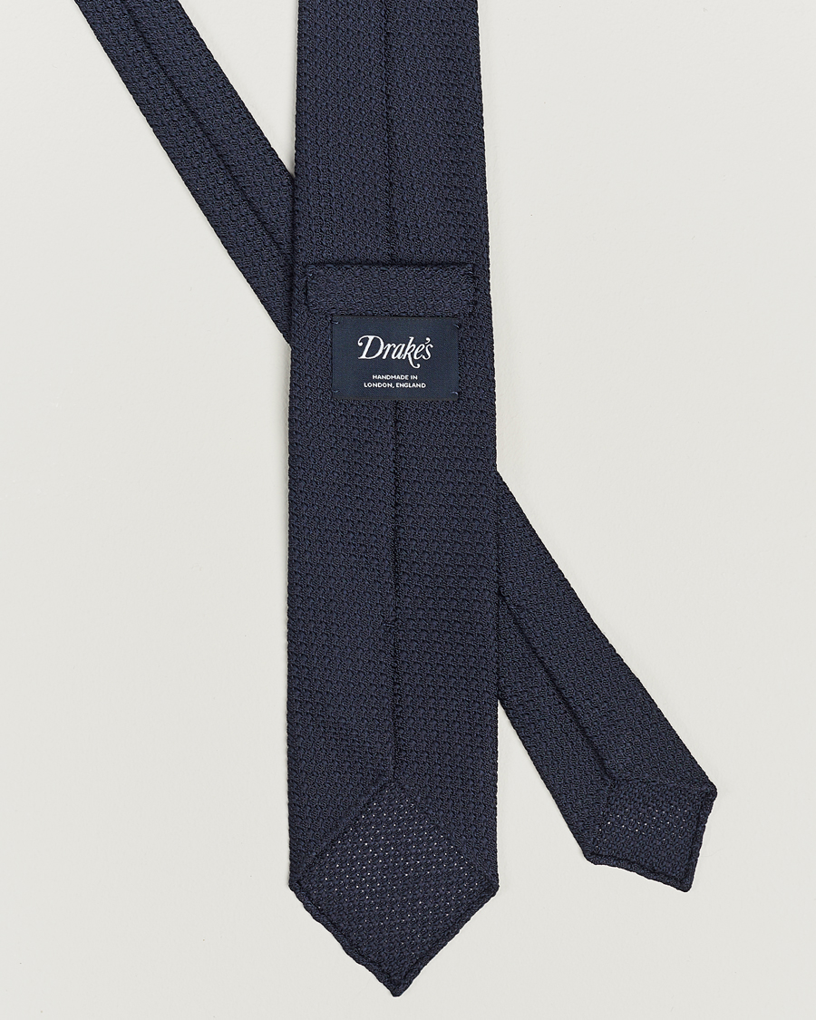 Herre | Slips | Drake's | Silk Grenadine Handrolled 8 cm Tie Navy