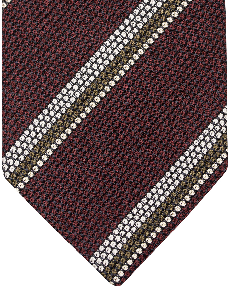 Herre | Drake's Stripe Silk 8 cm Tie Burgundy | Drake's | Stripe Silk 8 cm Tie Burgundy