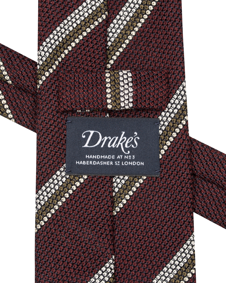 Herre | Drake's Stripe Silk 8 cm Tie Burgundy | Drake's | Stripe Silk 8 cm Tie Burgundy
