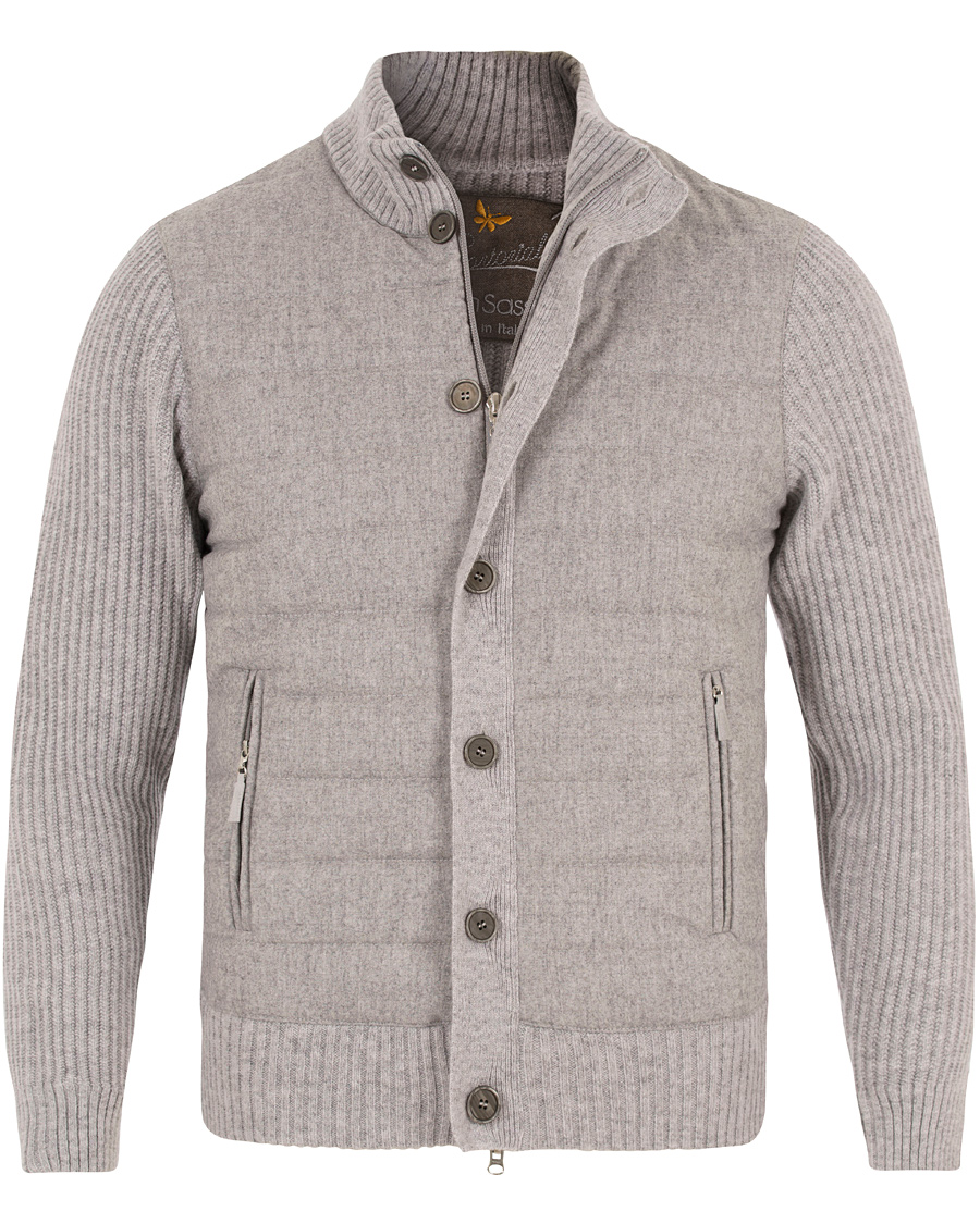 Herre | Trøjer | Gran Sasso | Wool Button Knit/Zip Cardigan Jacket Grey