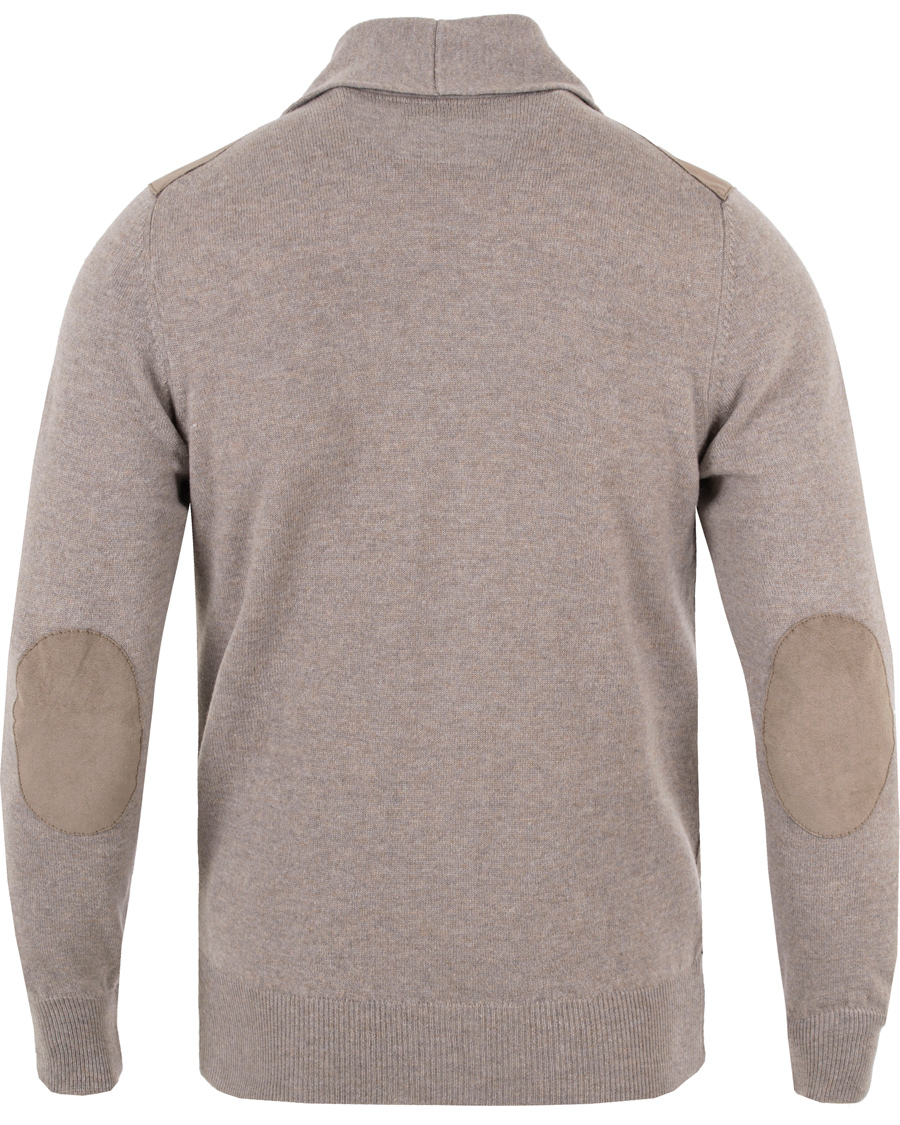 Herre | Trøjer | Gran Sasso | Wool/Cashmere Patch Pocket Cardigan Grey/Brown Suede