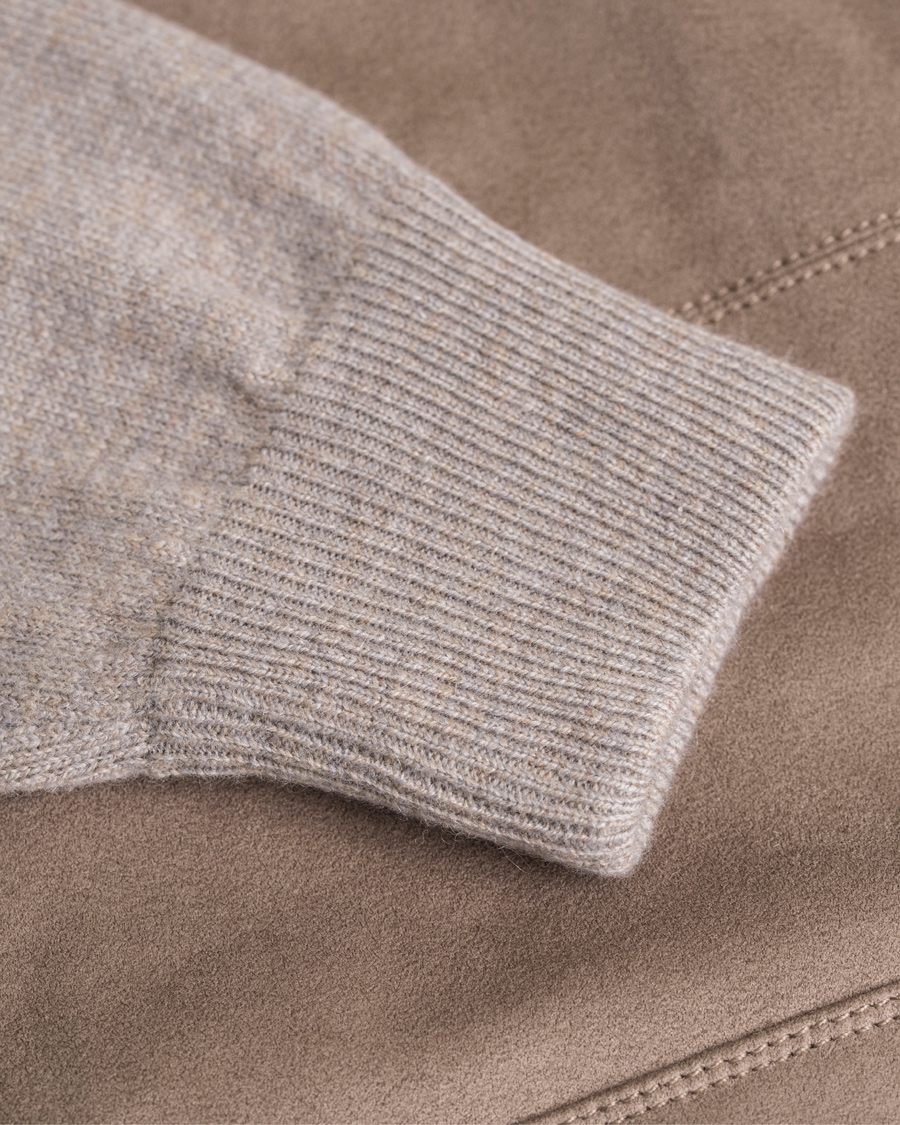 Herre | Trøjer | Gran Sasso | Wool/Cashmere Patch Pocket Cardigan Grey/Brown Suede