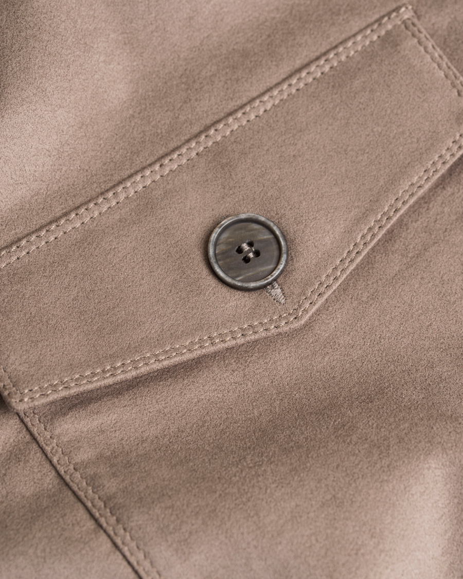 Herre | Trøjer | Gran Sasso | Wool/Cashmere Patch Pocket Cardigan Grey/Brown Suede