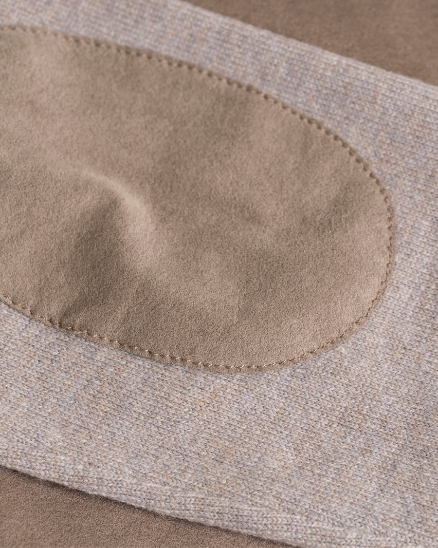 Herre | Trøjer | Gran Sasso | Wool/Cashmere Patch Pocket Cardigan Grey/Brown Suede