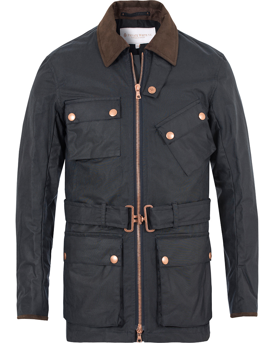 Private White V.C. Waxed Twin Track Jacket Navy CareOfCarl