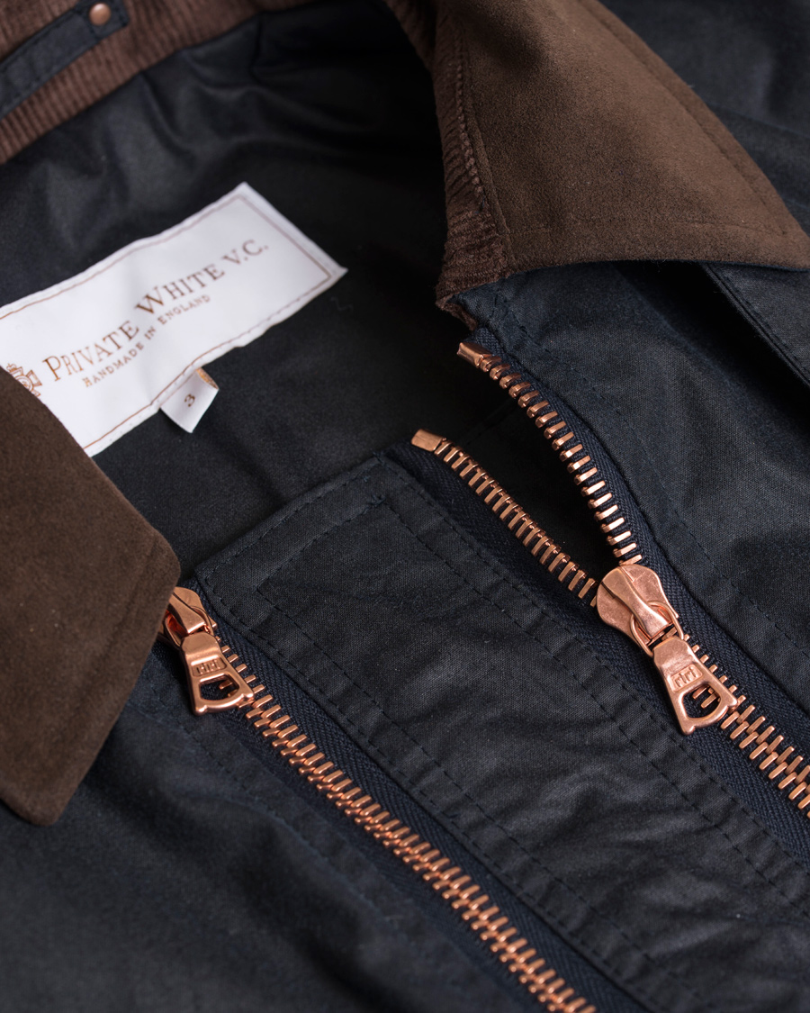 Herre | Jakker | Private White V.C. | Waxed Twin Track Jacket Navy