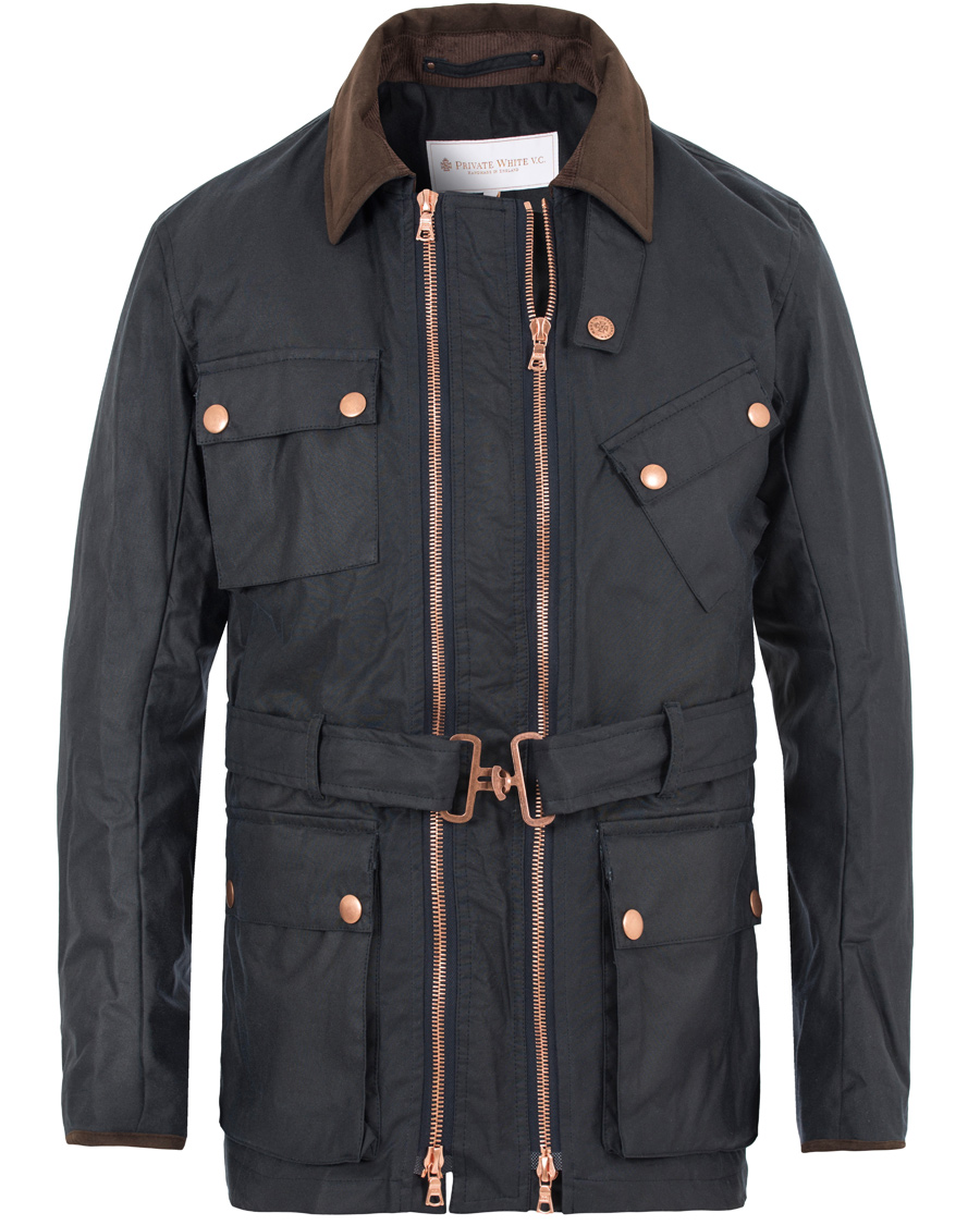 Herre | Jakker | Private White V.C. | Waxed Twin Track Jacket Navy