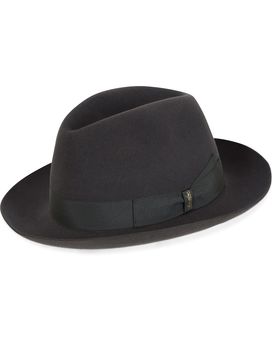 Herre | Borsalino Fedora Felt Hat Medium Brim Tritone Dark Grey | Borsalino | Fedora Felt Hat Medium Brim Tritone Dark Grey