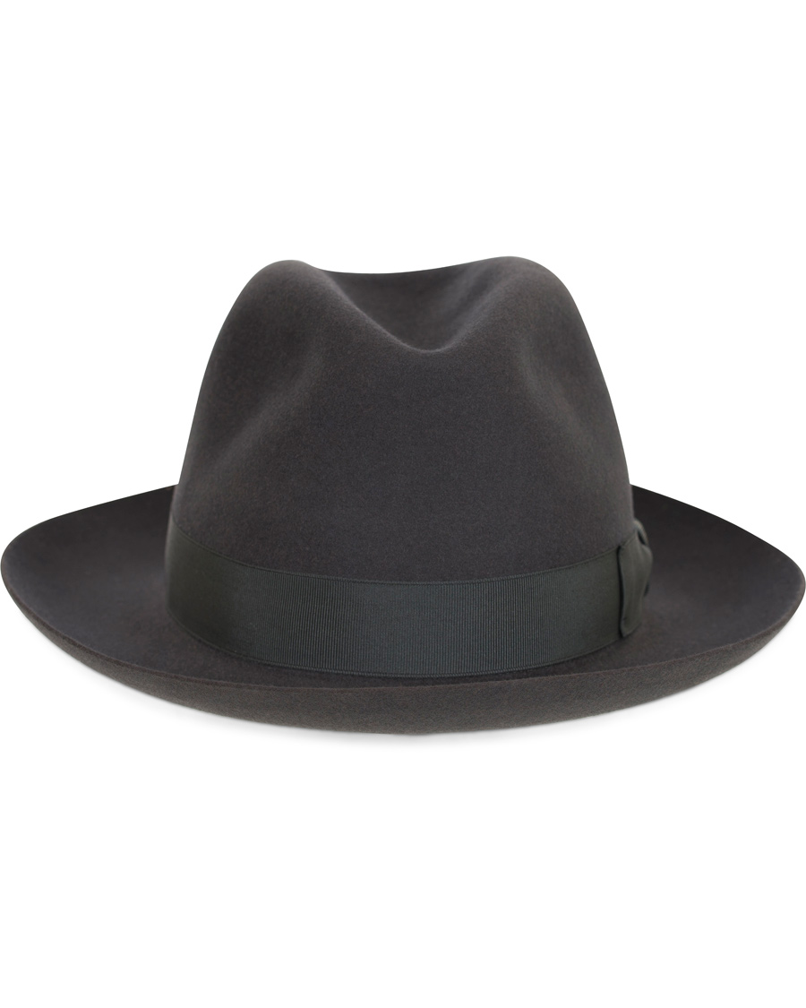 Herre | Borsalino Fedora Felt Hat Medium Brim Tritone Dark Grey | Borsalino | Fedora Felt Hat Medium Brim Tritone Dark Grey