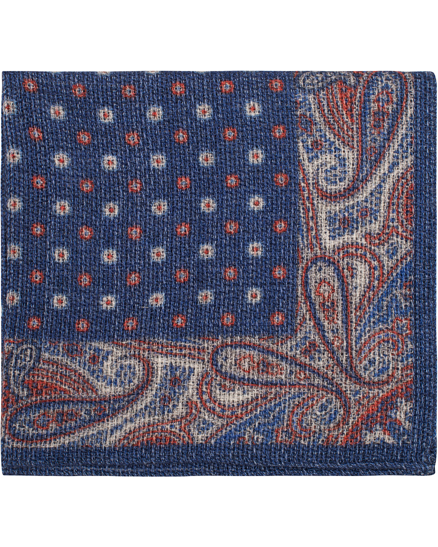 Herre | Amanda Christensen Wool Paisley Pocket Square Navy | Amanda Christensen | Wool Paisley Pocket Square Navy