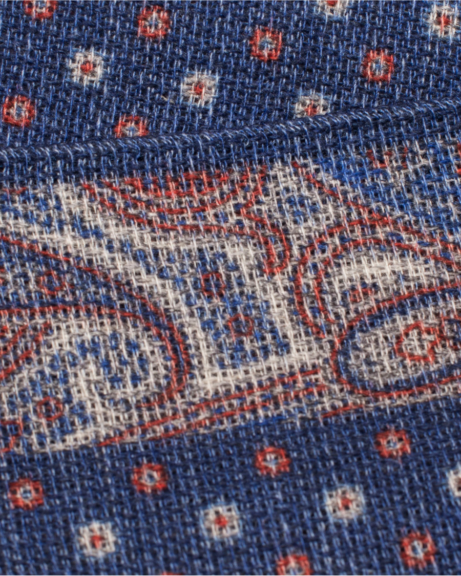 Herre | Amanda Christensen Wool Paisley Pocket Square Navy | Amanda Christensen | Wool Paisley Pocket Square Navy