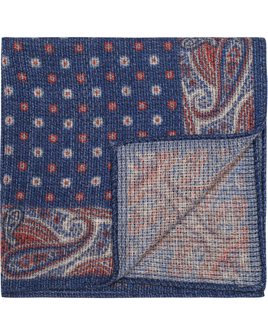 Herre | Amanda Christensen Wool Paisley Pocket Square Navy | Amanda Christensen | Wool Paisley Pocket Square Navy