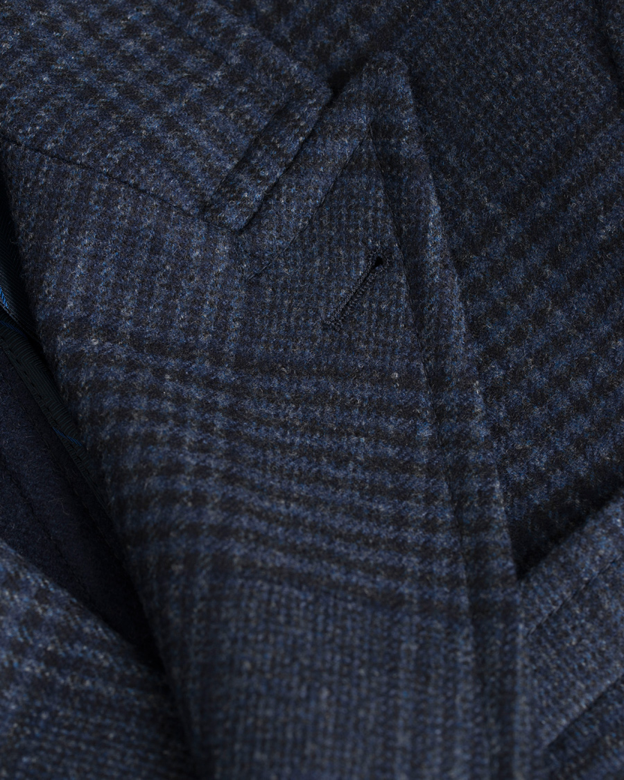 Herre | Jakker | Hackett | Double Face Check Wool Coat Navy