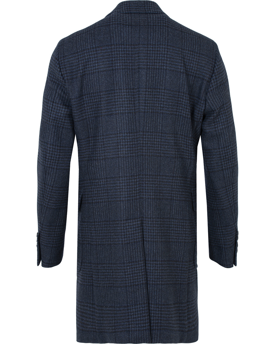 Herre | Jakker | Hackett | Double Face Check Wool Coat Navy