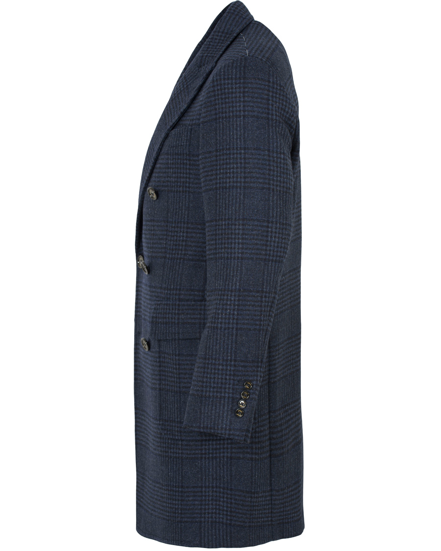 Herre | Jakker | Hackett | Double Face Check Wool Coat Navy