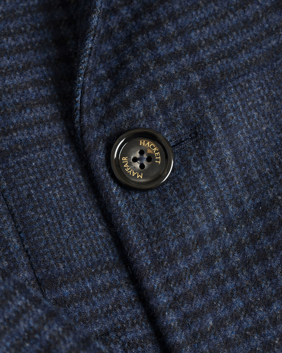 Herre | Jakker | Hackett | Double Face Check Wool Coat Navy
